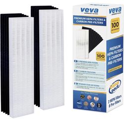 VEVA Premium 2 HEPA Filter with 8 Activated Carbon Pre Filters Compatible...