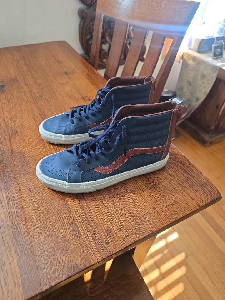 vans blue and brown leather Size Ten 