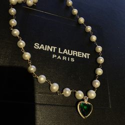 18K Gold Plated Emerald Pearls Necklace 