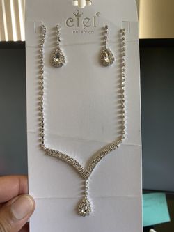 Rhinestone necklace and earrings