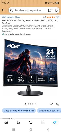 Acer Monitor 31.5 inch