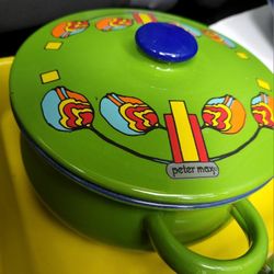Original Vintage Peter Max Enamel Mushroom Pot and Serving Tray