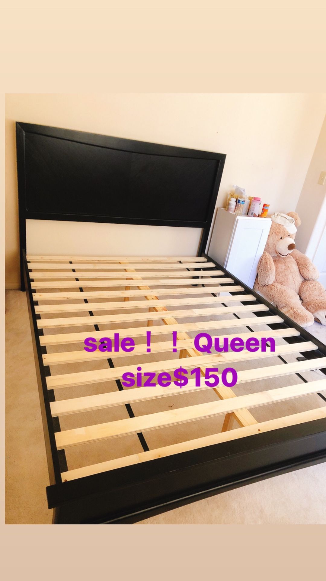Queen size bed frame、cabinet