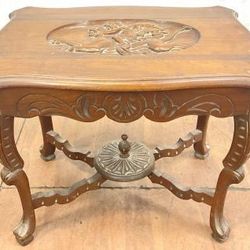  French Rococo Influenced Wood Parlor Table  Used condition and measures 20in x 25in x 17in 