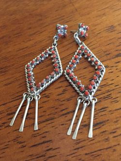 Silver & coral earrings