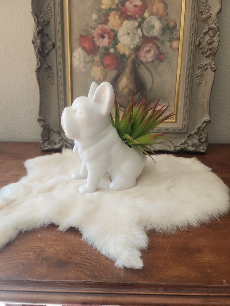 French Bulldog Planter ( Fake Plant )