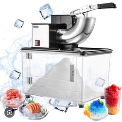 Commercial Ice Crusher Machine, 350W, 661 LBS/H, Ice Shaver Maker with 4 Stainless Steel Blades, 10 Gal Storage Box, Ice Scoop, Snow Cone Machine for 