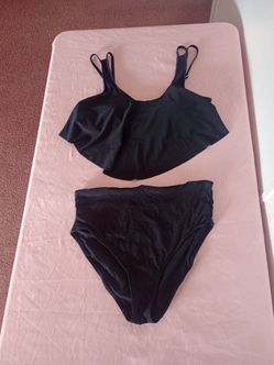 Two Piece Bikini Swimsuit for Women Ruffled Flounce Top with High Waisted Bottom