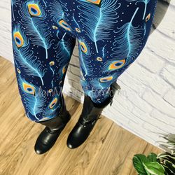 NEW Womens Peacock Leggings Soft As Lularoe OS/TC/TC2 