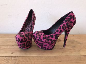 Pink leopard heels