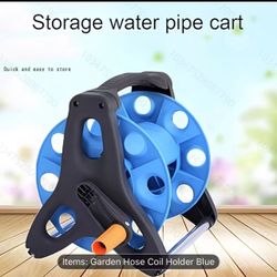 1pc Blue Portable Garden Hose Reel, Plastic Manual Winding System, Uncharged Hose Organizer for Watering and Cleaning, No Battery Required, Gardening 