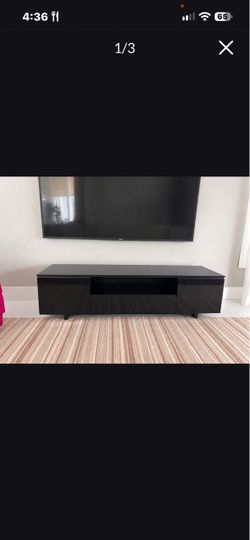 Large High-Gloss Black TV Stand / Media Console – 76.5” W x 22” D x 20” H”