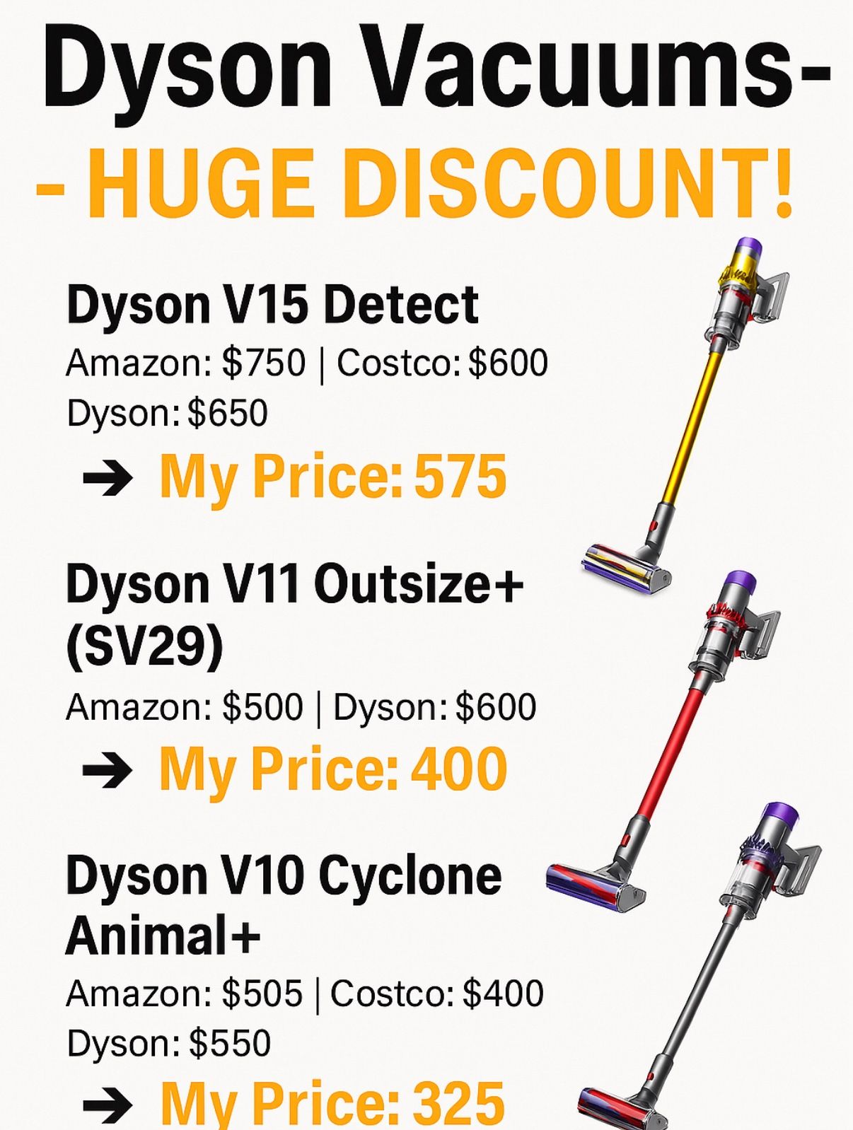 Under Retail - Dyson Vacuums BRAND NEW UNUSED V10, V11, V15