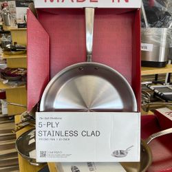 MADE IN ITALY, 5-Ply Stainless Steel Clad Frying Pan 10in