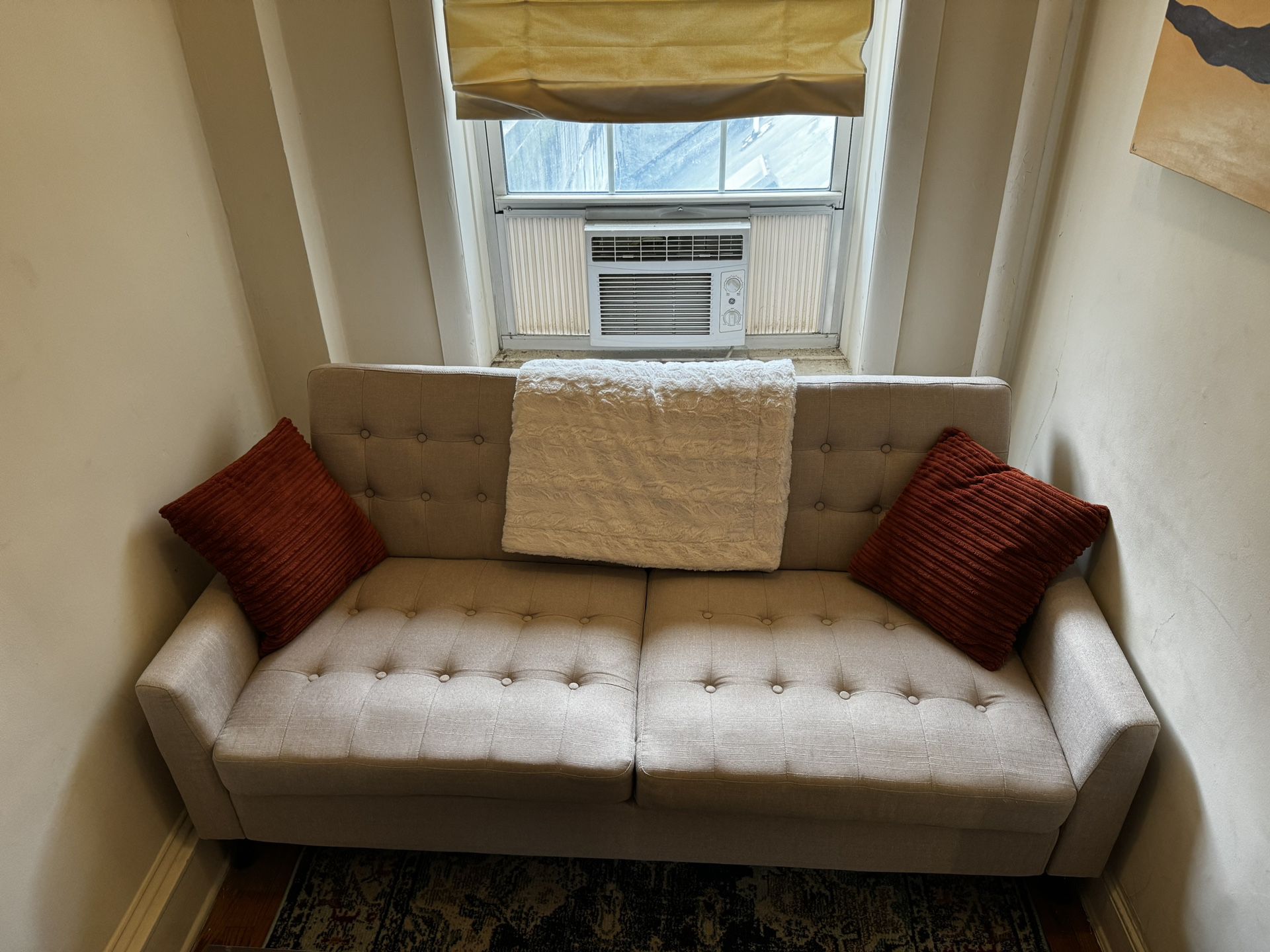 68” Brayland Linen Tuxedo Sofa/Couch (cream/tan)