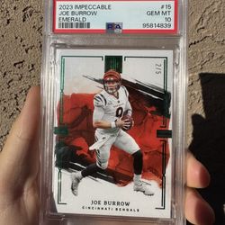 2023 Panini Impeccable Joe Burrow - Emerald #15 - 2/5 GEM MT 10