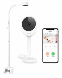 NETVUE Peekababy Baby Camera with Wireless Audio, Adjustable Crib Mount Monitor, Works via 2.4GHz Wi-Fi for Wide Coverage & Stable Connection, Smart A