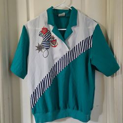 Size Medium Vintage Southern Lady Nautical Shirt