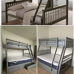 STURDY TWIN OVER FULL BUNK BED!!$430!  Price includes delivery!!   You choose the style!!  THE BUNK BED WITH STORAGE IS $50 more  Price includes deliv
