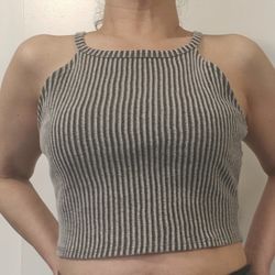 Pinstripe Cropped Tank Top