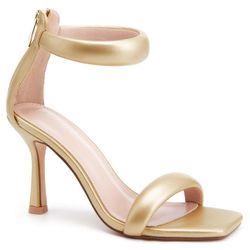 Coutgo Women's One Strap Heeled Sandals Square Open Toe Stiletto