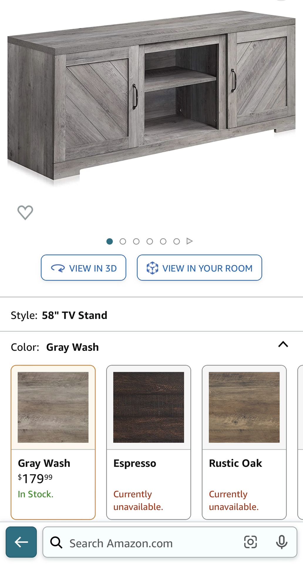 Brand New Tv Stand Gray Wash Color 