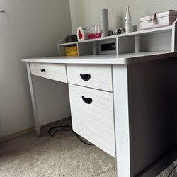 White Desk With Plugs