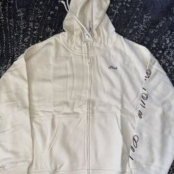 Victoria’s Secret Ivy Fleece Campus Full-Zip Hoodie Bright Vermillion Pink Rink Women’s Medium $59.95 Retail NEW