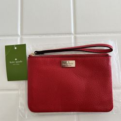 Authentic Red Kate spade Leather Wristlet 