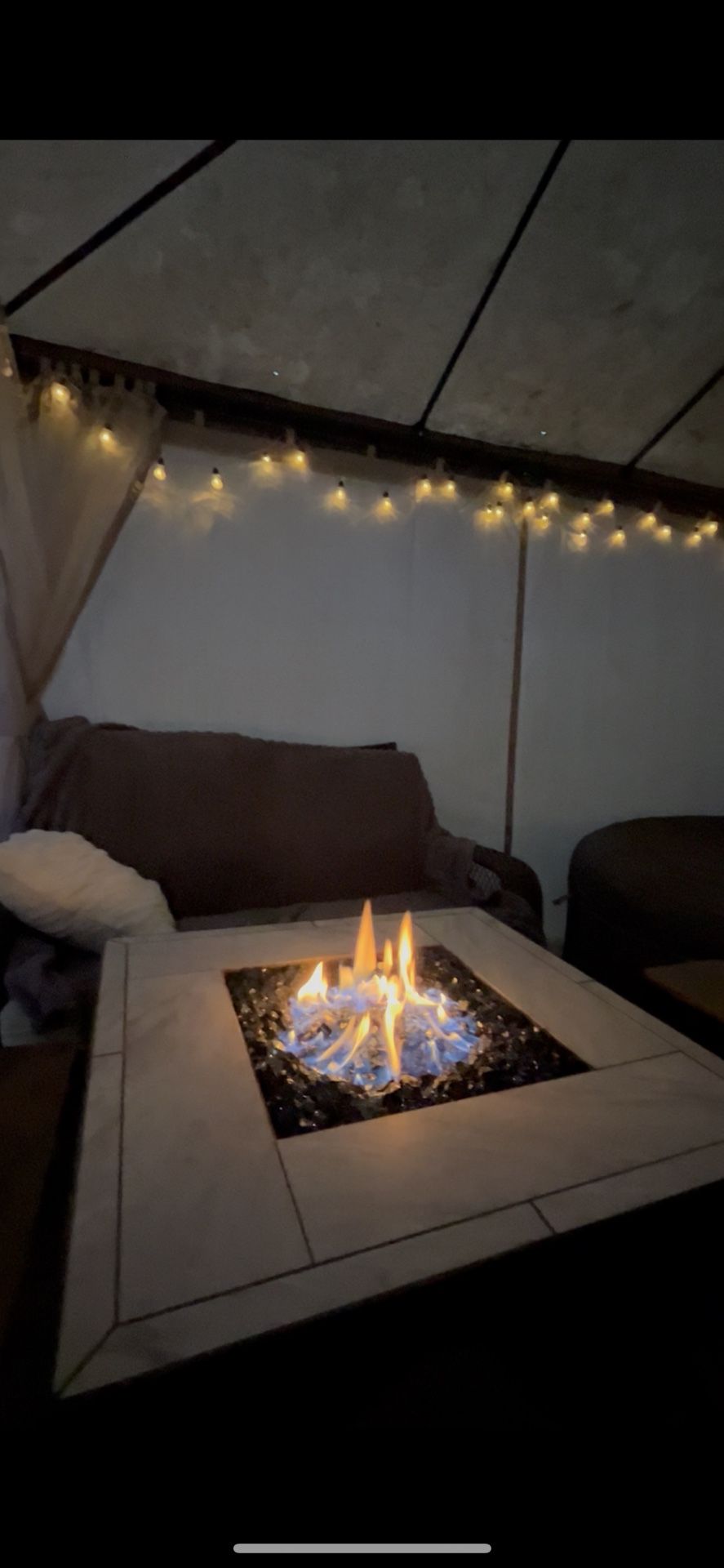 Fire Pit Table w/ Blue Stones