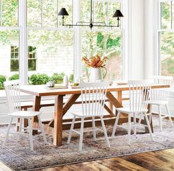 Set Of 6 LUE BONA Windsor Dining Chair, Dining Chairs , Spindle Back Wood Dining Chair, Kitchen Chairs Wooden, Farmhouse Dining Chairs for Kitchen and