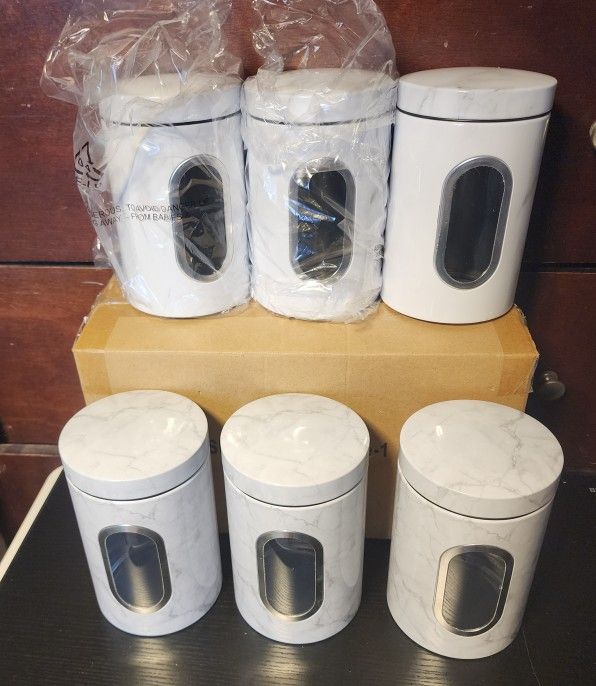 6 Pk  Food Storage Canisters W Lids