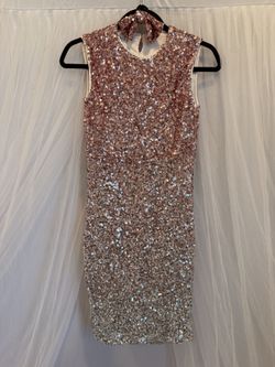 EXARUS Rose Gold Sequin Girls' Dress — Size 12Y (with Bow Hair Tie Gift)