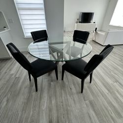 54” Round Dining Table And 4 Chairs