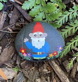 Cute Hand Painted Gnome Rock