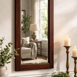 Vintage / Antique Solid Wood & Beveled Mirror