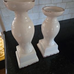 Ceramic 14 Inch & 12 Inch Candle Sticks Pillars NEW 