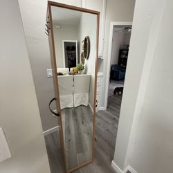 Tall Mirrored Cabinet with Hooks and Storage