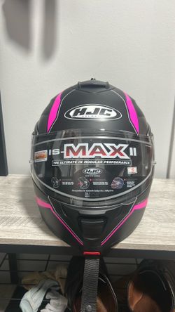Motorcycle Helmet: HJC - Black and Pink - Small