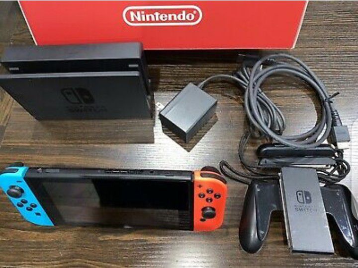 Nintendo Switch 32GB Gray Console with Neon Red and Neon Blue Joy-Con