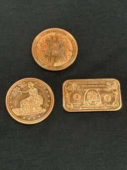 Copper 3oz  Total Bitcoin seated liberty and trump