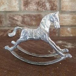 Vintage Brass 7” Rocking Horse Figurine 