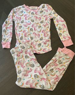 Bobbie Brooks Girls Pink Unicorn & Cat Rainbow 2-Piece Pajama Set, Size 6X