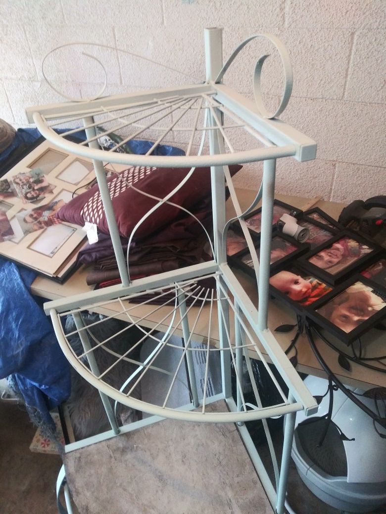 Wrought iron counter corner shelf