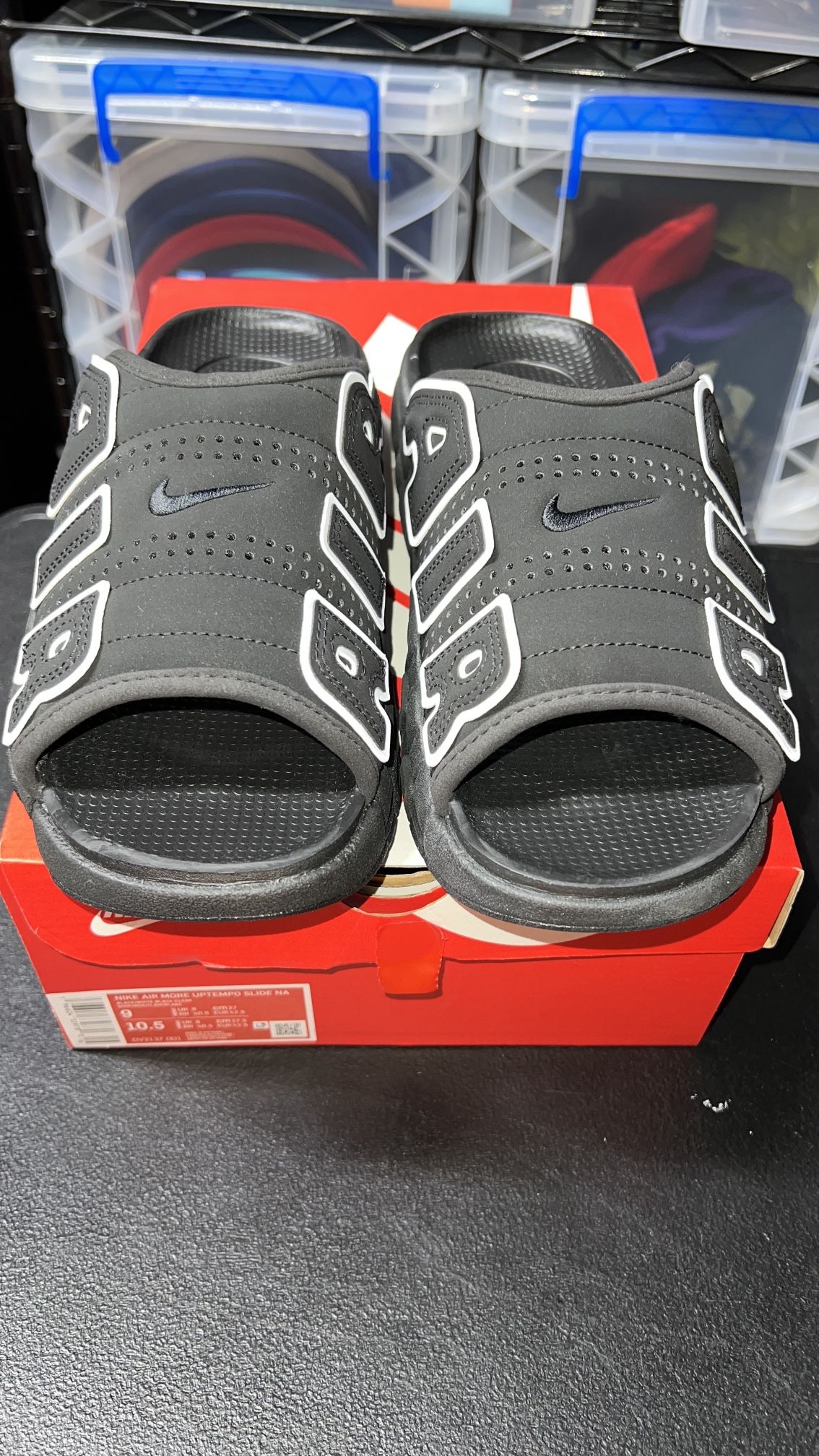 Nike Air More Uptempo Slide NA Black/White / Size 9q