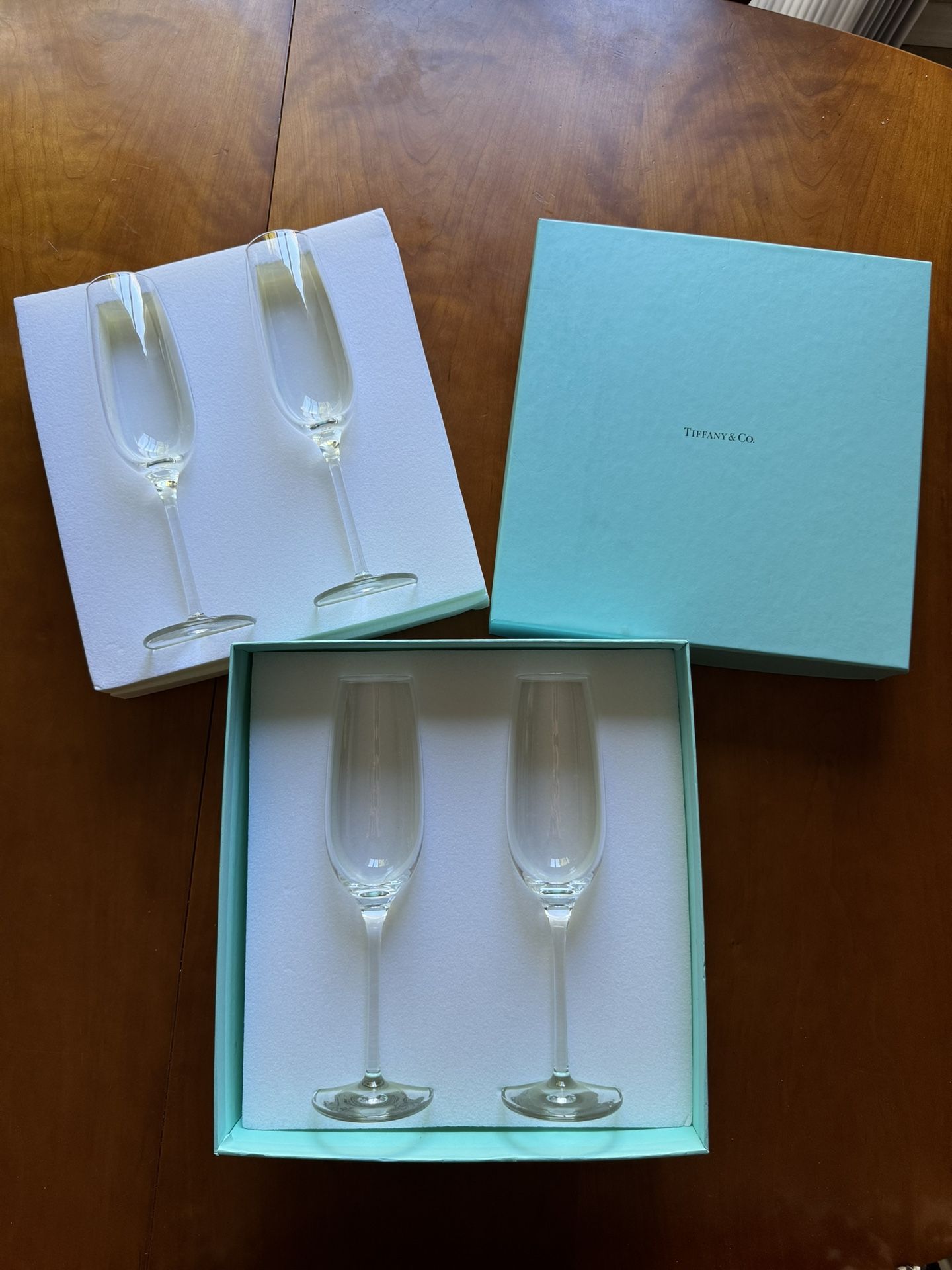 Tiffany & Co. Set of 4 Crystal Champagne Flutes