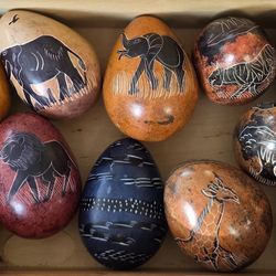 Beautiful Handcrafted African Soapstone Eggs (Set of 11)