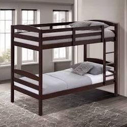 Brand New Dark Walnut Twin Twin Bunk Bed 