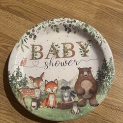 144PCS Woodland Baby Shower Party Supplies for Boys Girls Safari Jungle Wild Animal Party Decorations Nature Sage Plates Napkin Cups Forks Spoons Tabl