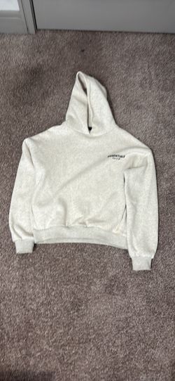 size small white essential hoodie